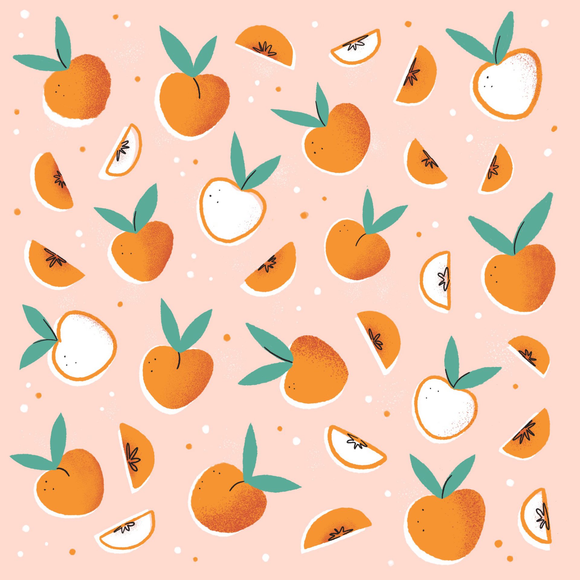 An illustrated pattern of peaches