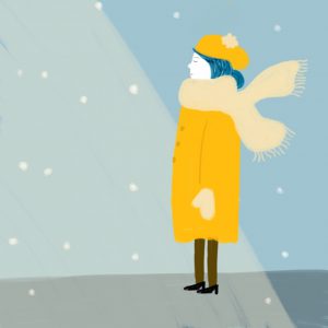 an illustration of a woman dressed for winter