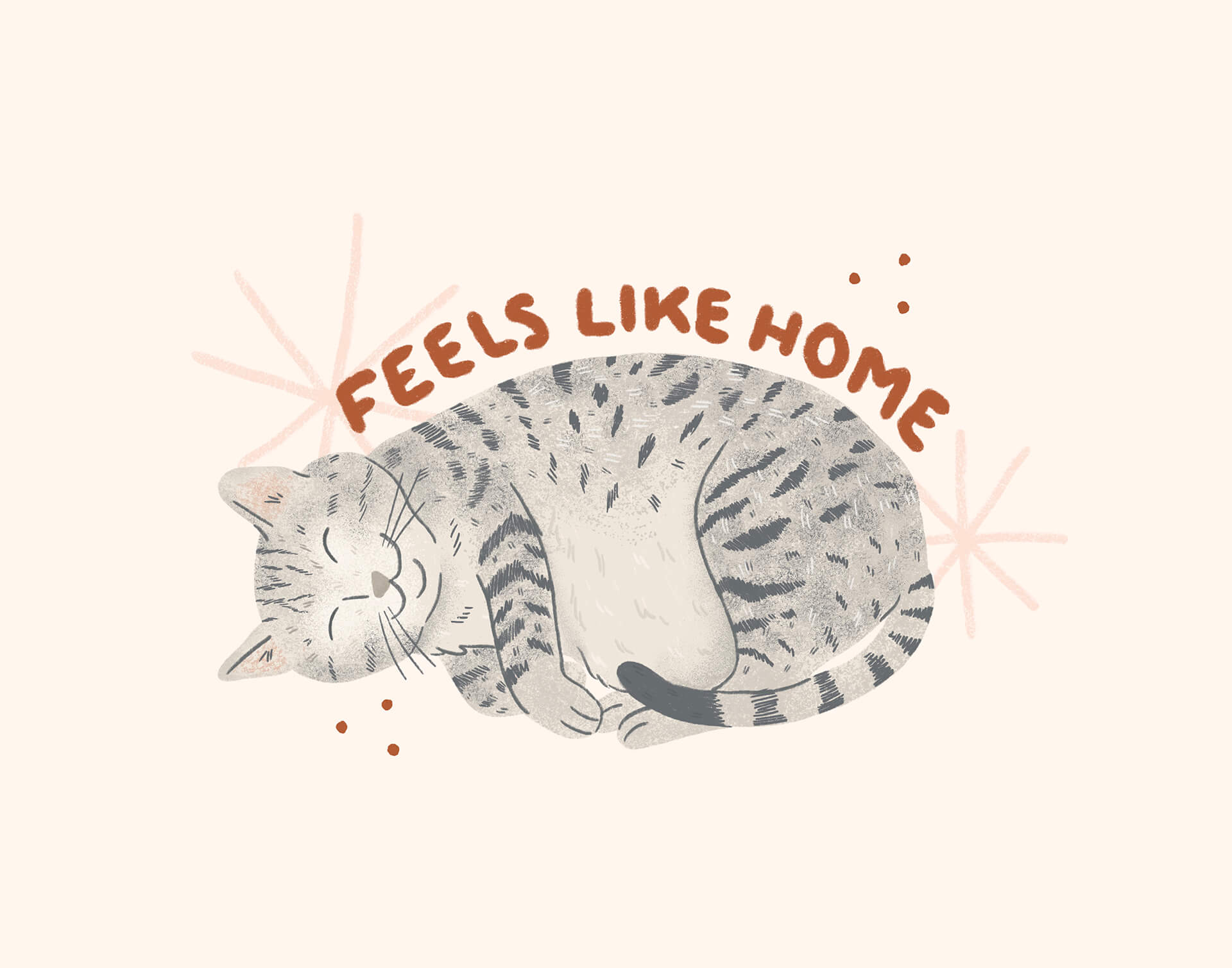 an illustration of a cat smiling in her sleep