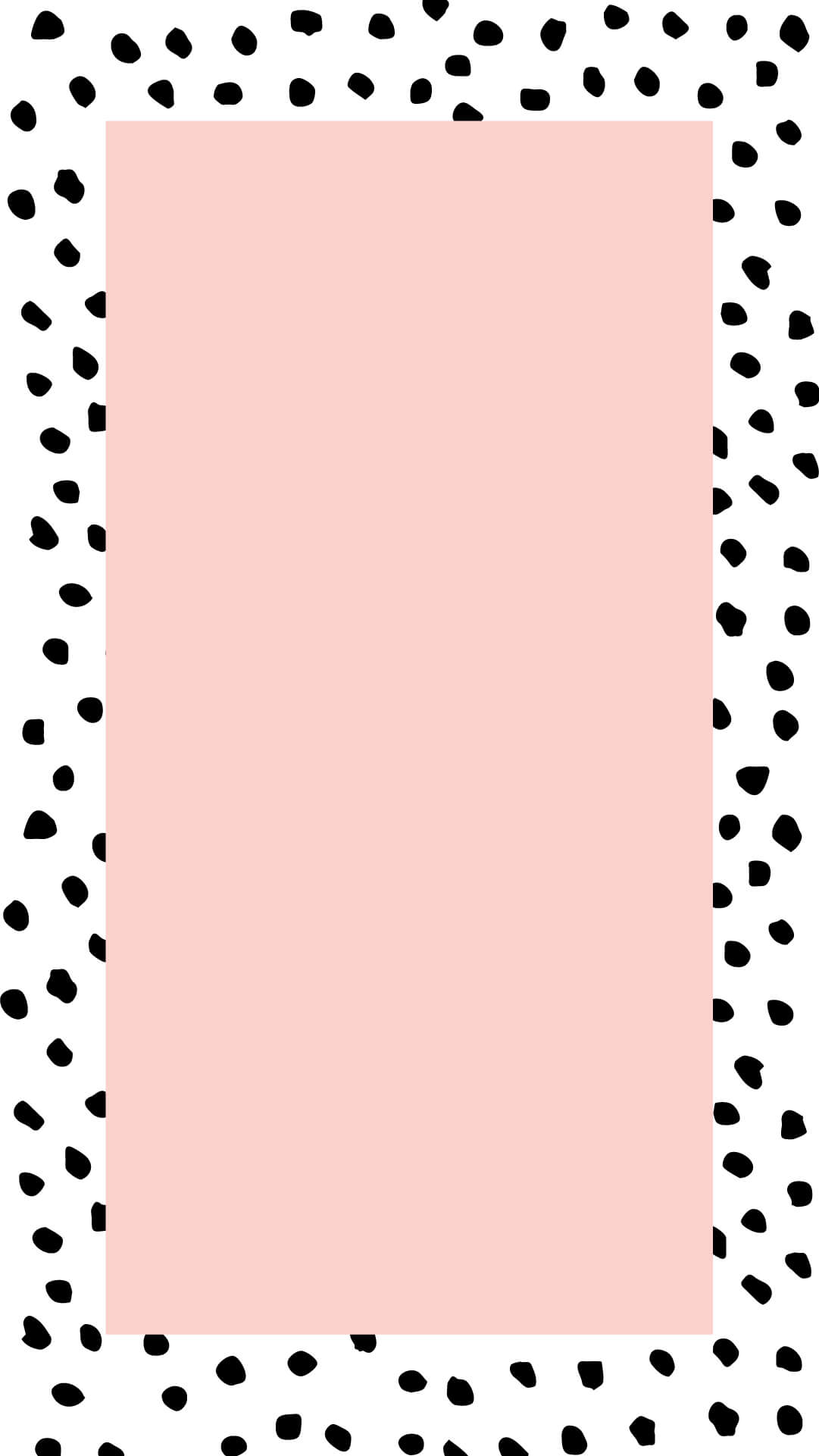A pink background with an irregular polka dot border